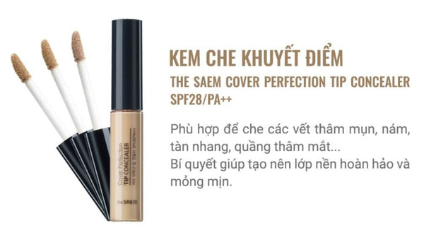 Kem che khuyết điểm the SAEM Cover Perfection Tip Concealer 6.5g (2 Tuýp)