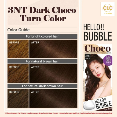 Thuốc Nhuộm Tóc Dạng Bọt Hello Bubble 3NT Dark Choco Turn Color - Nâu Đen