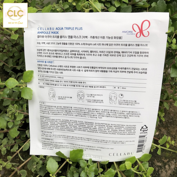 Mặt nạ cấp nước dưỡng trắng da Amore Pacific Aqua Triple Plus Ampule Cellabu Mask - 3 Hộp 30 Masks