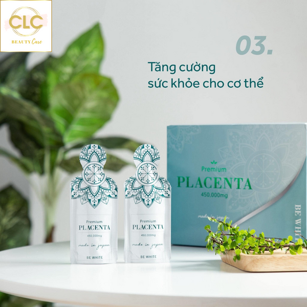 Nhau Thai Ngựa Đua Tổ Yến Nhật Bản Be White Premium Placenta 450.000mg hộp 30 gói