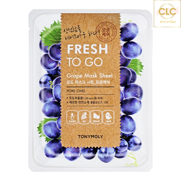 Mặt nạ chiết xuất nho Tony Moly Fresh To Go Grape Mask Sheet 22g - 2 Hộp 20 Masks