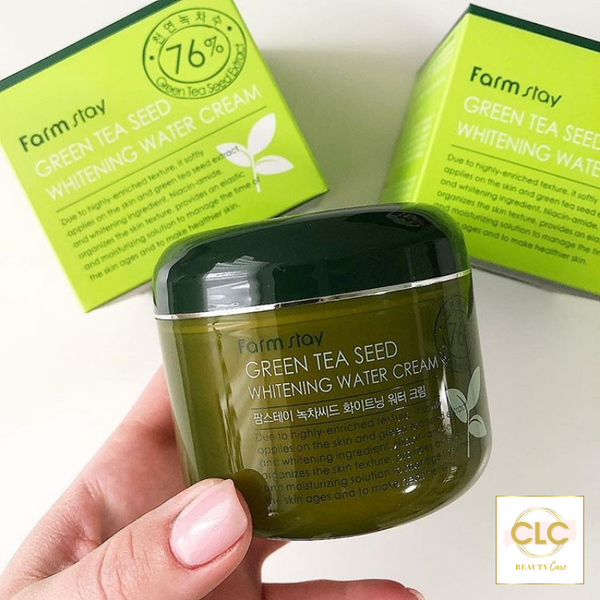 Kem dưỡng da trẻ hóa, ngừa mụn, cân bằng sắc tố da Farmstay Green Tea Seed Whitening Water Cream 100g