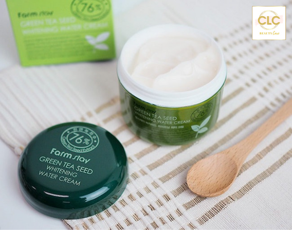 Kem dưỡng da trẻ hóa, ngừa mụn, cân bằng sắc tố da Farmstay Green Tea Seed Whitening Water Cream 100g
