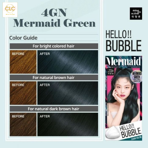 Thuốc Nhuộm Tóc Dạng Bọt Hello Bubble 4GN Mermaid Green - Xanh Lá Cây Đậm