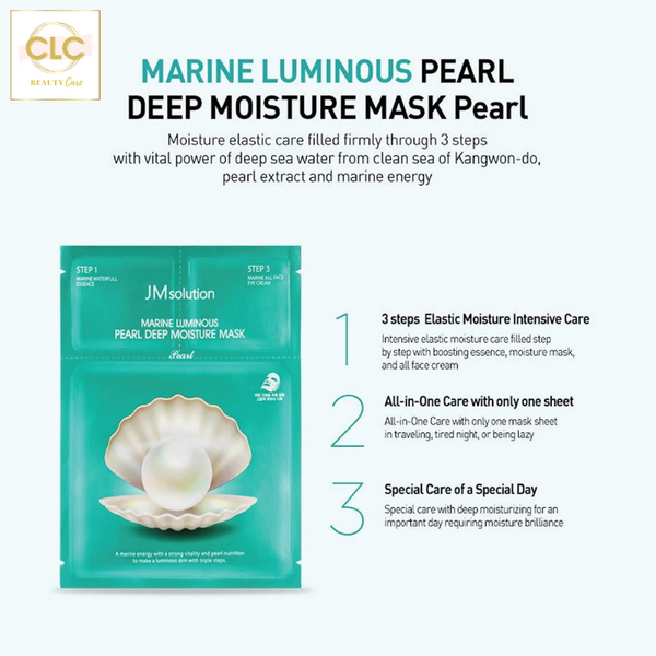 Mặt Nạ Dưỡng Ẩm Sáng Da 3 Bước JM Solution Marine Luminous Pearl Deep Moisture Mask Pearl 30ml - 1 Hộp 10 Masks