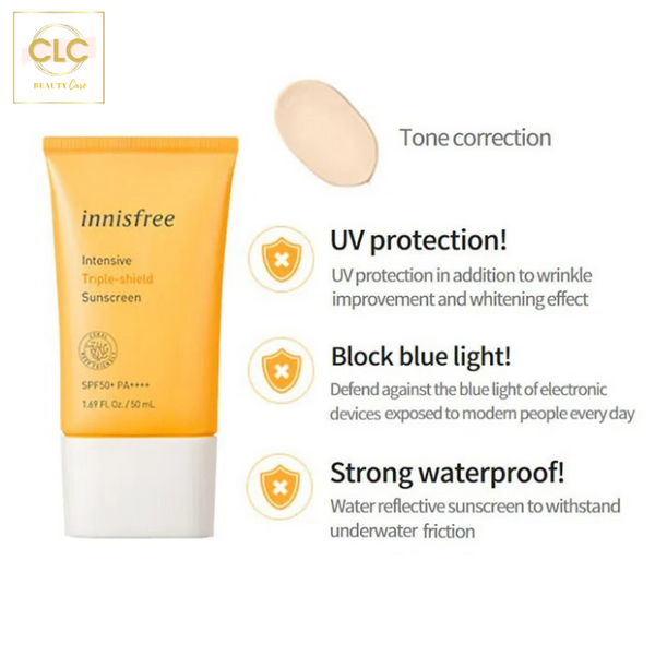 Kem chống nắng lâu trôi làm sáng da Innisfree Intensive Triple Care Sunscreen SPF50+ PA++++ 50ml