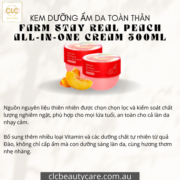 Kem dưỡng ẩm da toàn thân cho gia đình Farm Stay Real Peach All-In-One Cream 300ml