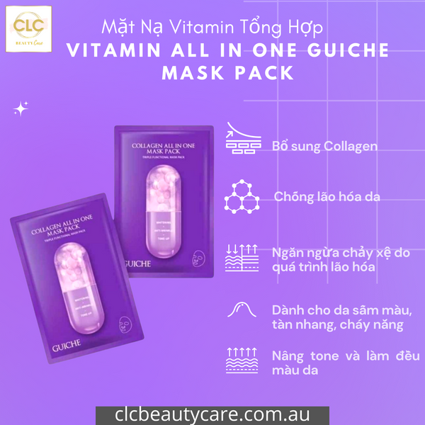 Mặt Nạ Vitamin Tổng Hợp Guiche Collagen All In One Mask Pack - 3 Hộp 21 Masks