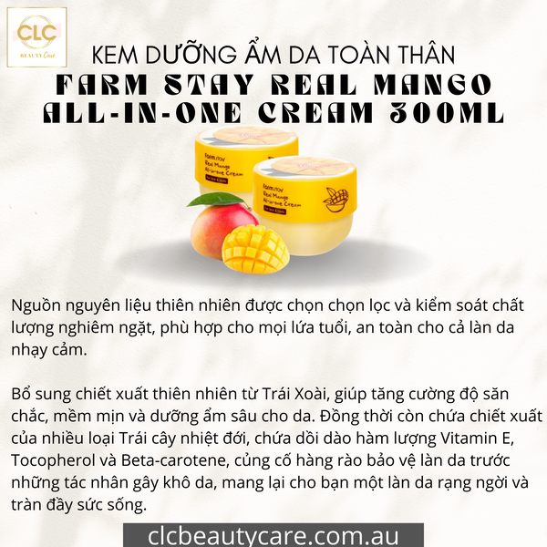 Kem dưỡng ẩm da toàn thân cho gia đình Farm Stay Real Mango All-In-One Cream 300ml