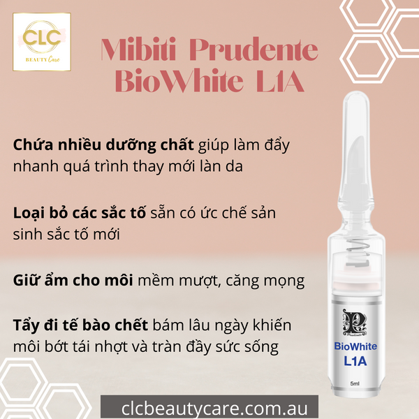 Kem khử thâm làm hồng môi BioWhite L1A Từ Nuwhite Mibiti Prudente Professional Mỹ 5ml