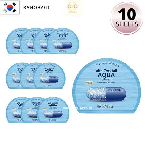 Mặt Nạ Giấy Bạc BNBG BANOBAGI Vita Cocktail Aqua Intensive Moisturizing Foil Mask 30ml - 1 Hộp 10 Masks