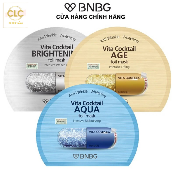 Mặt Nạ Giấy Bạc BNBG BANOBAGI Vita Cocktail Brightening Foil Mask - 1 Hộp 10 Masks