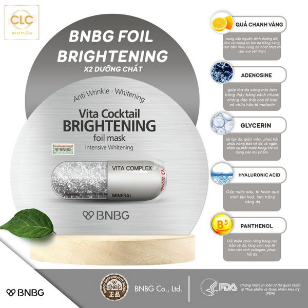 Mặt Nạ Giấy Bạc BNBG BANOBAGI Vita Cocktail Brightening Foil Mask - 1 Hộp 10 Masks