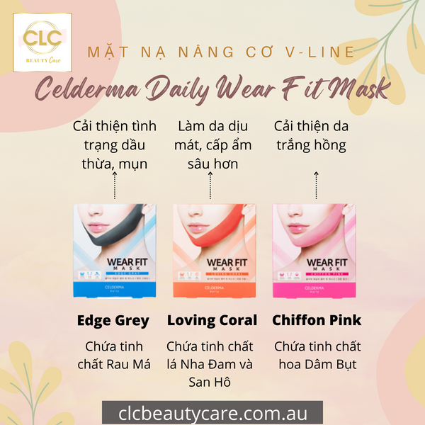Mặt Nạ Nâng Cơ V-line Celderma Daily Wear Fit Mask - Màu Hồng
