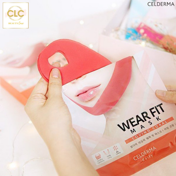 Mặt Nạ Nâng Cơ V-line Celderma Daily Wear Fit Mask - Màu xanh