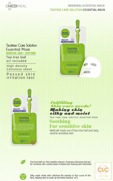 Mặt Nạ Tràm Trà Ngăn Ngừa Mụn Mediheal Teatree Care Solution Essential Mask 24ml - 2 Hộp 20 Masks