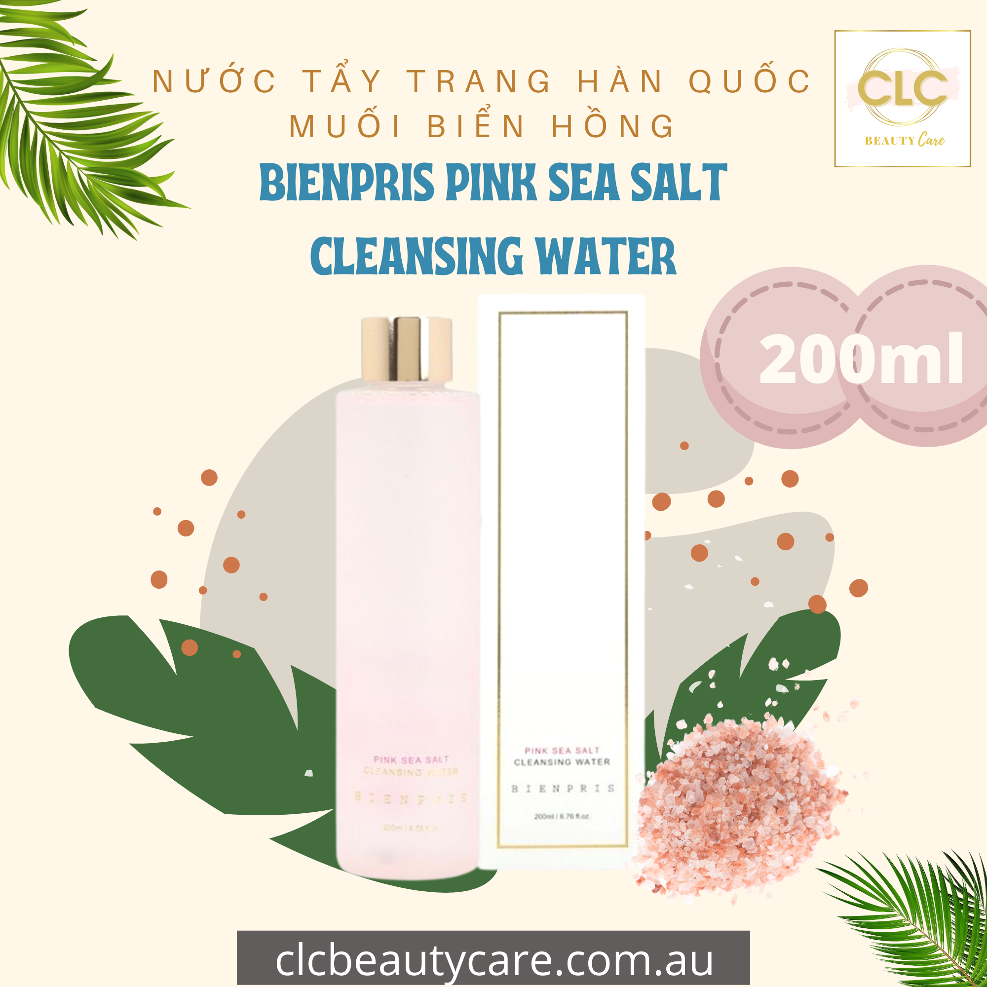 Nước Tẩy Trang Hàn Quốc Muối Biển Hồng Bienpris Pink Sea Salt Cleansing Water 200ml