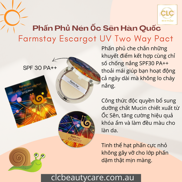 Phấn Phủ Nén Ốc Sên Hàn Quốc Farmstay Escargot UV Two Way Pact SPF 30 PA++