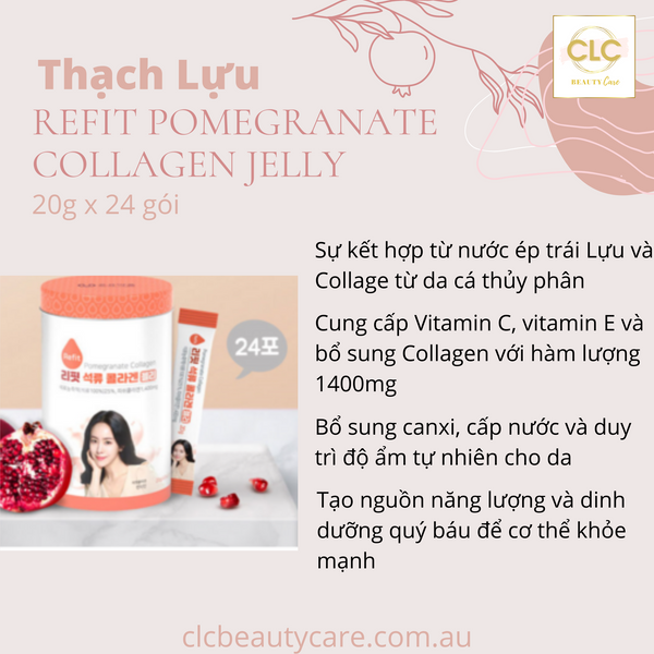 Thạch Lựu Refit Pomegranate Collagen Jelly 20g x 24 gói