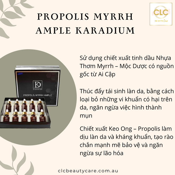 Tế bào gốc chiết xuất keo ong Propolis Myrrh Ample Karadium 15ml - Full Box 10 Ống