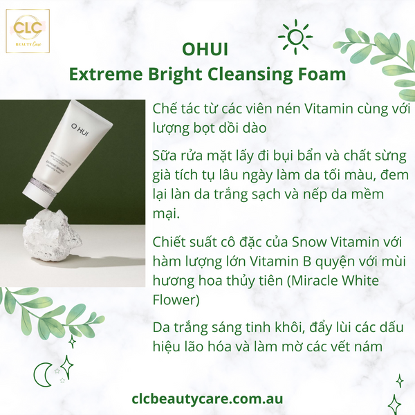 Sữa Rửa Mặt Trắng Da OHUI Extreme Bright Cleansing Foam 160ml