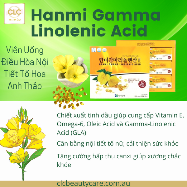 Viên Uống Điều Hòa Nội Tiết Tố Hoa Anh Thảo Hanmi Gamma Linolenic Acid - 1 Hộp Lớn 180 Viên