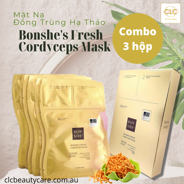 Mặt Nạ Đông Trùng Hạ Thảo Bonshe's Fresh Cordyceps Mask 28ml - 3 Hộp 18 Masks