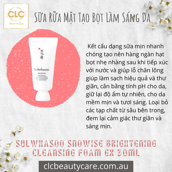 Sữa Rửa Mặt Tạo Bọt Làm Sáng Da Sulwhasoo Ex 30ml - Combo 3 Tuýp