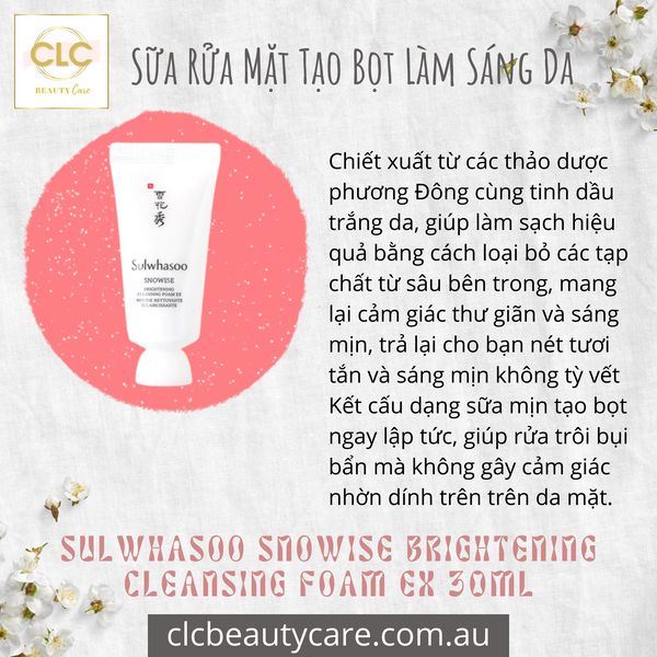 Sữa Rửa Mặt Tạo Bọt Làm Sáng Da Sulwhasoo Ex 30ml - Combo 3 Tuýp