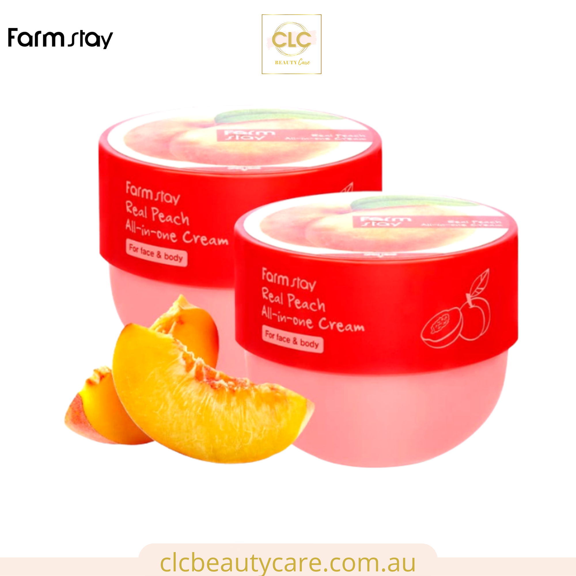 Kem dưỡng ẩm da toàn thân cho gia đình Farm Stay Real Peach All-In-One Cream 300ml