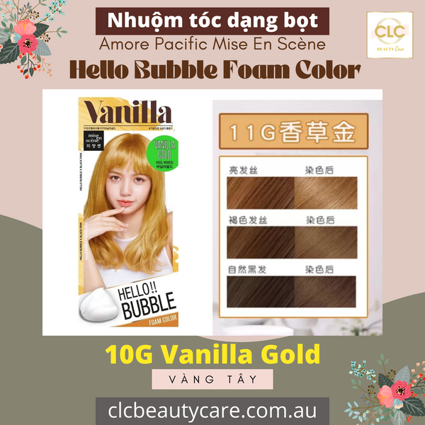 Thuốc Nhuộm Tóc Dạng Bọt Hello Bubble 10G Vanilla Gold - Vàng Tây