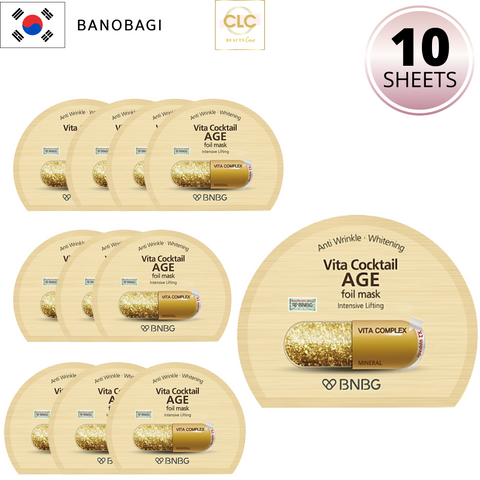 Mặt Nạ Giấy Bạc BNBG BANOBAGI Vita Cocktail Age Intensive Lifting Foil Mask - 1 Hộp 10 Masks
