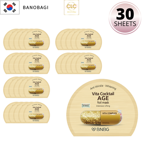 Mặt Nạ Giấy Bạc BNBG BANOBAGI Vita Cocktail Age Intensive Lifting Foil Mask - 3 Hộp 30 Masks