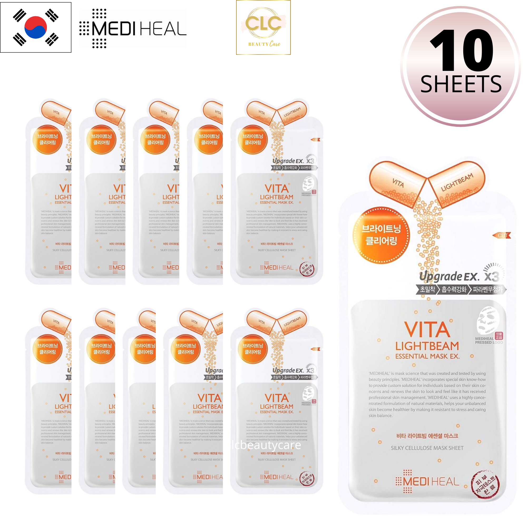 Mặt Nạ Dưỡng Trắng Sáng Da Mediheal Vita Lightbeam Essential Mask EX 25ml - 1 Hộp 10 Masks