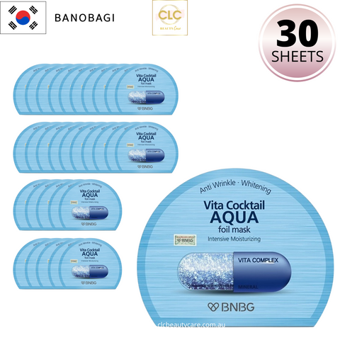 Mặt Nạ Giấy Bạc BNBG BANOBAGI Vita Cocktail Aqua Intensive Moisturizing Foil Mask 30ml - 3 Hộp 30 Masks