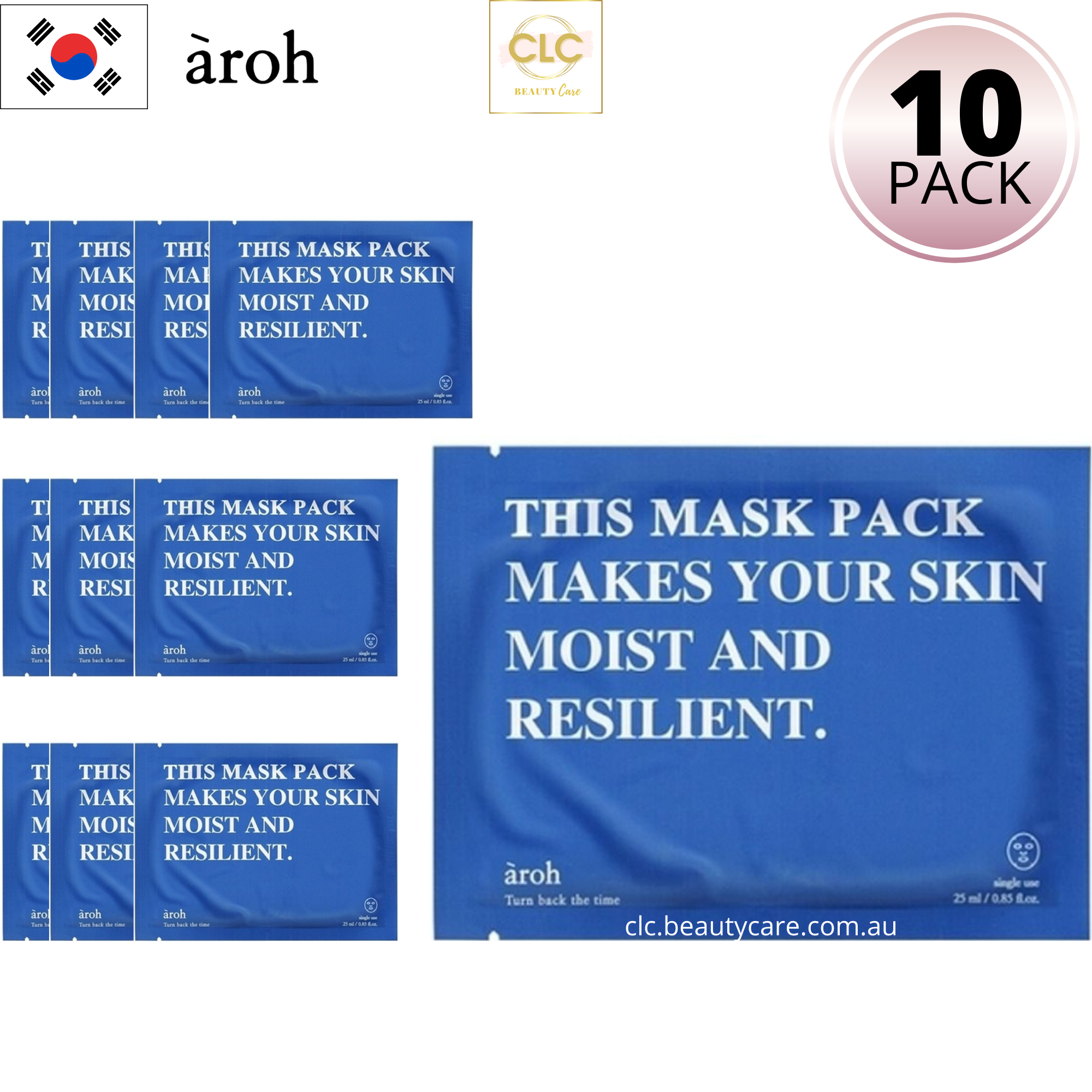 Mặt Nạ Hàn Quốc Tinh Chất Rong Biển Aroh Marine Energy Moisture Mask - 1 Hộp 10 Masks