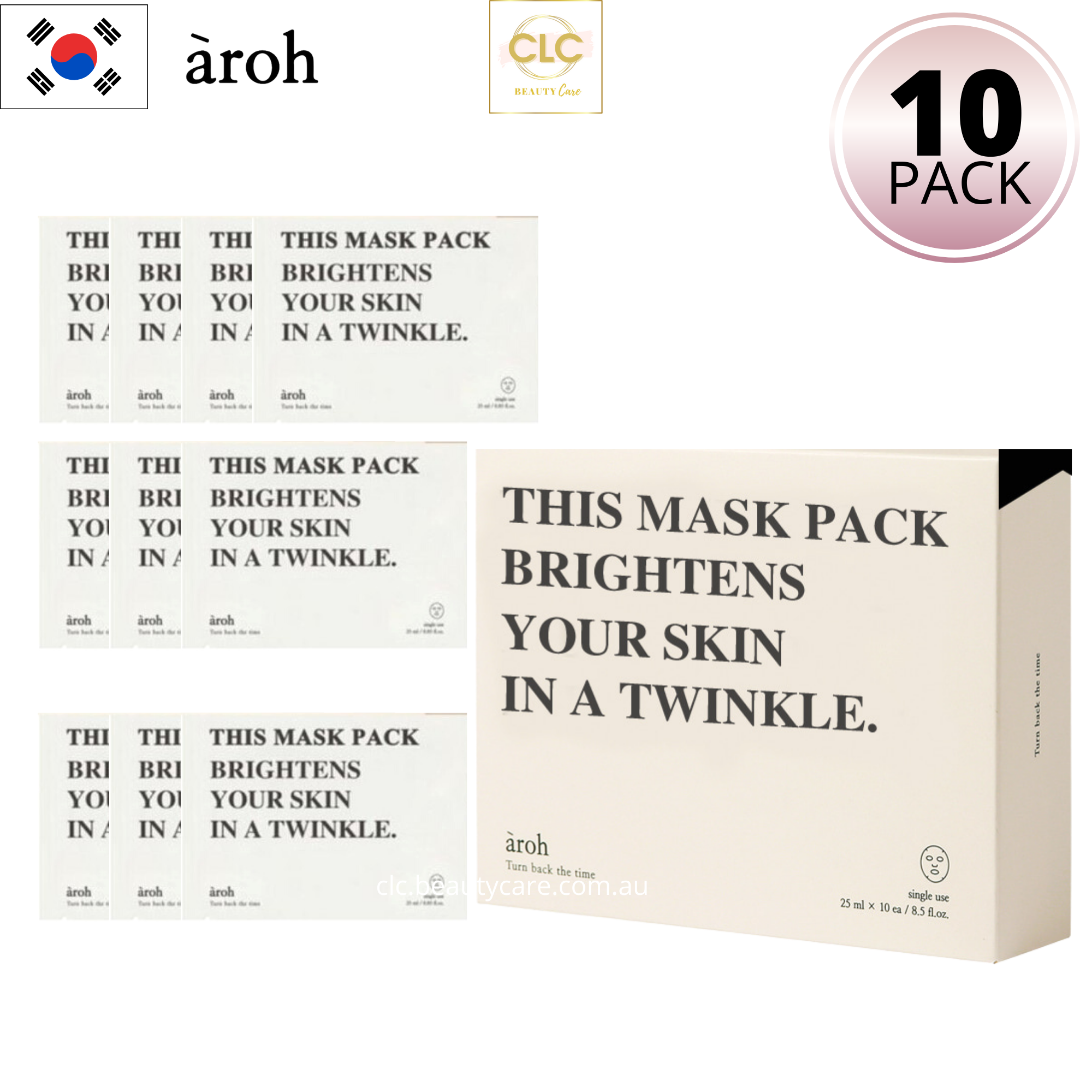 Mặt Nạ Hàn Quốc Aroh Probiotics Brightening Mask 25ml - 1 Hộp 10 Masks