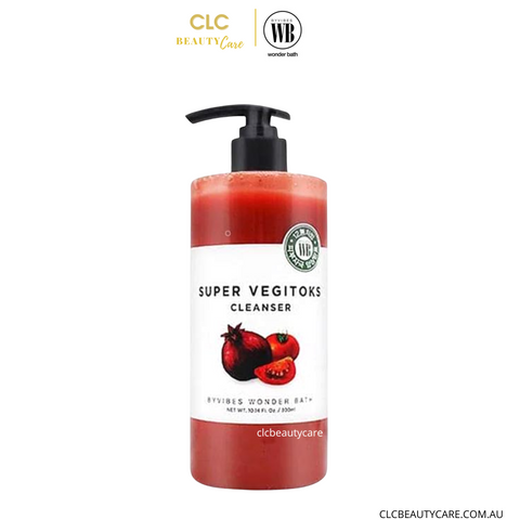 Sữa rửa mặt rau củ 3 in 1 tẩy trang, rửa mặt, thải độc tố Wonder Bath Super Vegitoks Cleanser - Màu Đỏ 300ml