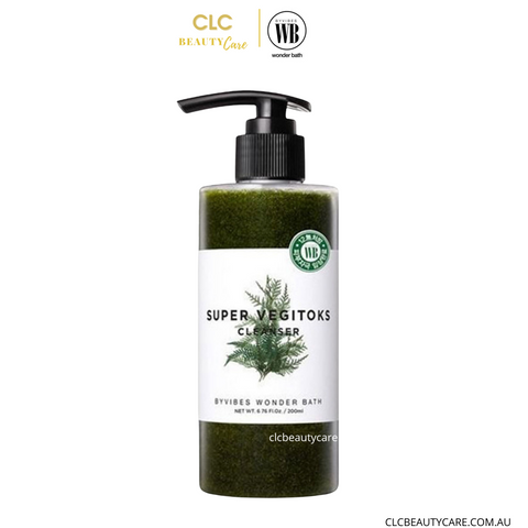 Sữa Rửa Mặt Rau Củ 3 in 1 Tẩy Trang, Rửa Mặt, Thải Độc Tố Wonder Bath Super Vegitoks Cleanser - Màu Xanh 300ml