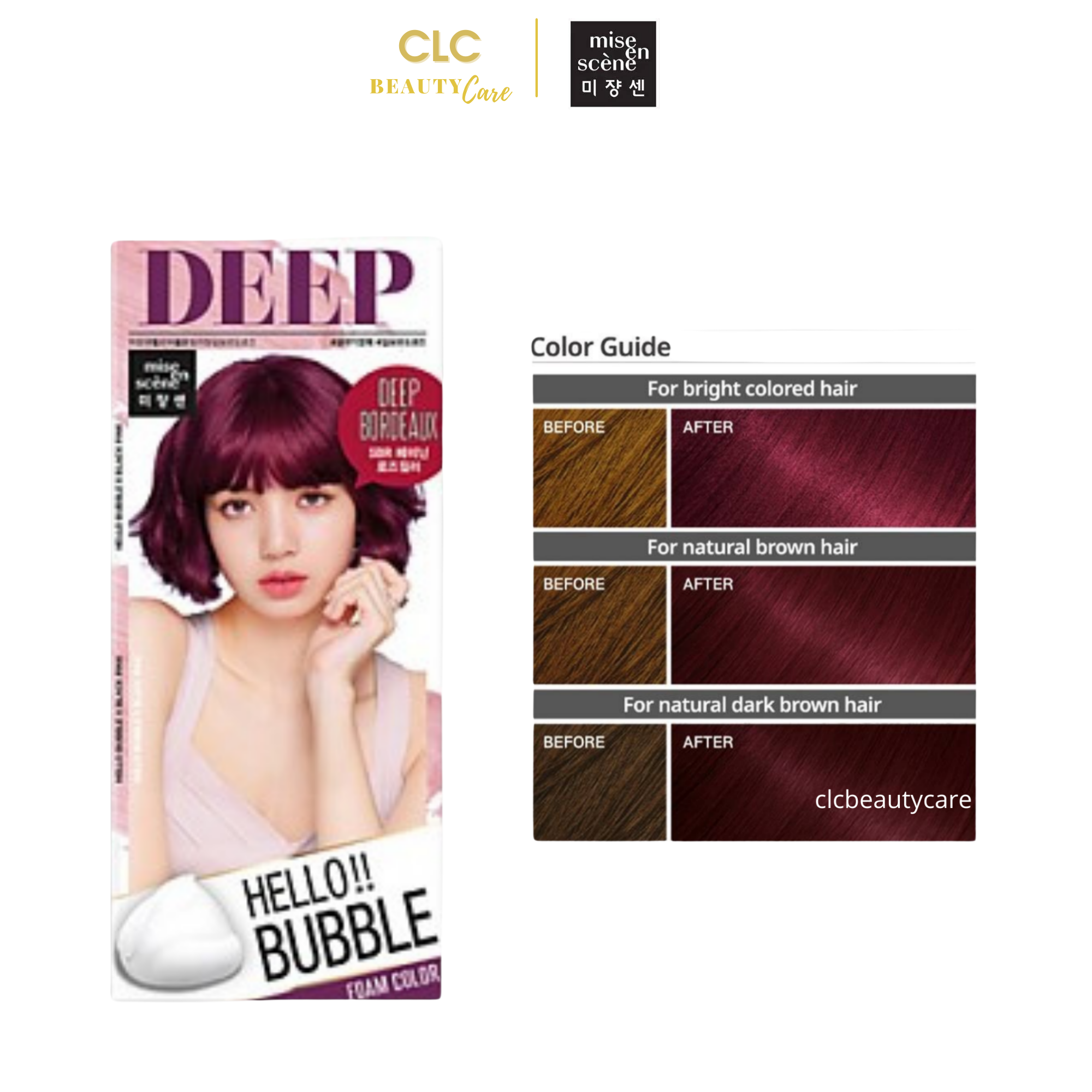 Thuốc Nhuộm Tóc Dạng Bọt Hello Bubble 5BR Deep Bordeaux Rose - Hồng Tím Sậm
