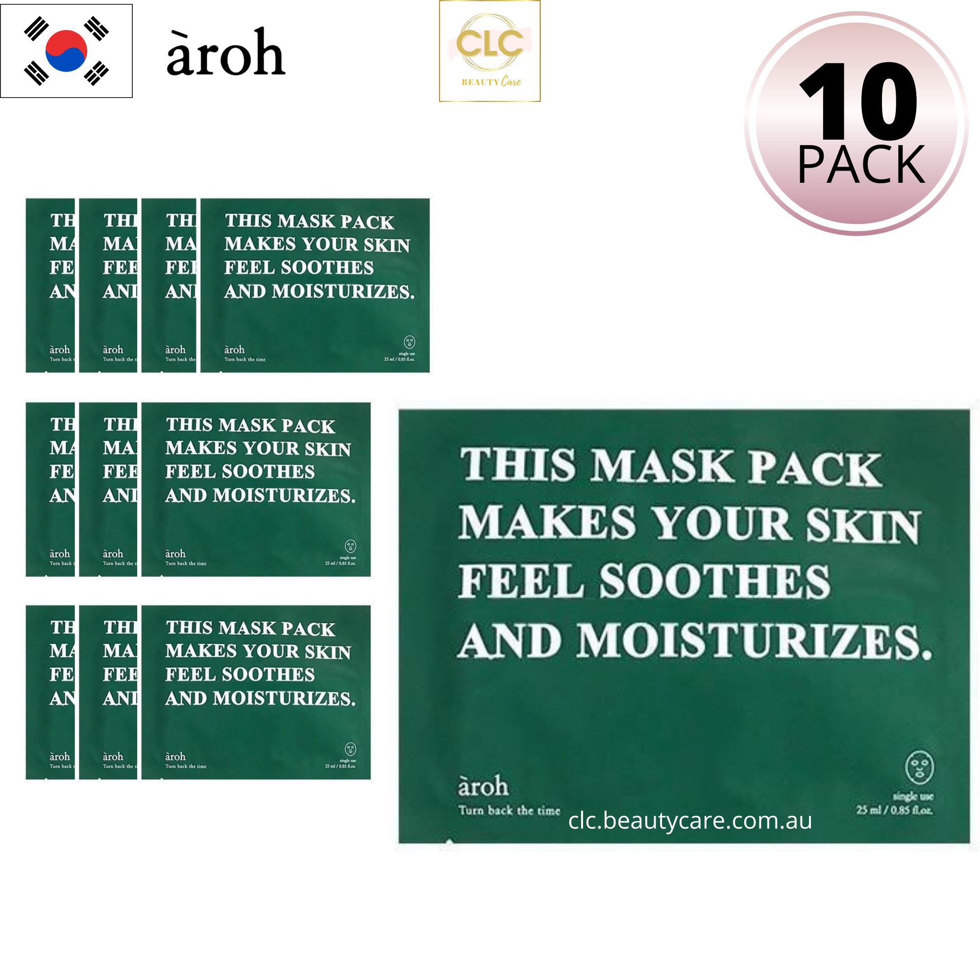 Mặt nạ Hàn Quốc Aroh Turn Back The Time Feel Soothes And Moisturizes 25ml - 1 Hộp 10 Masks