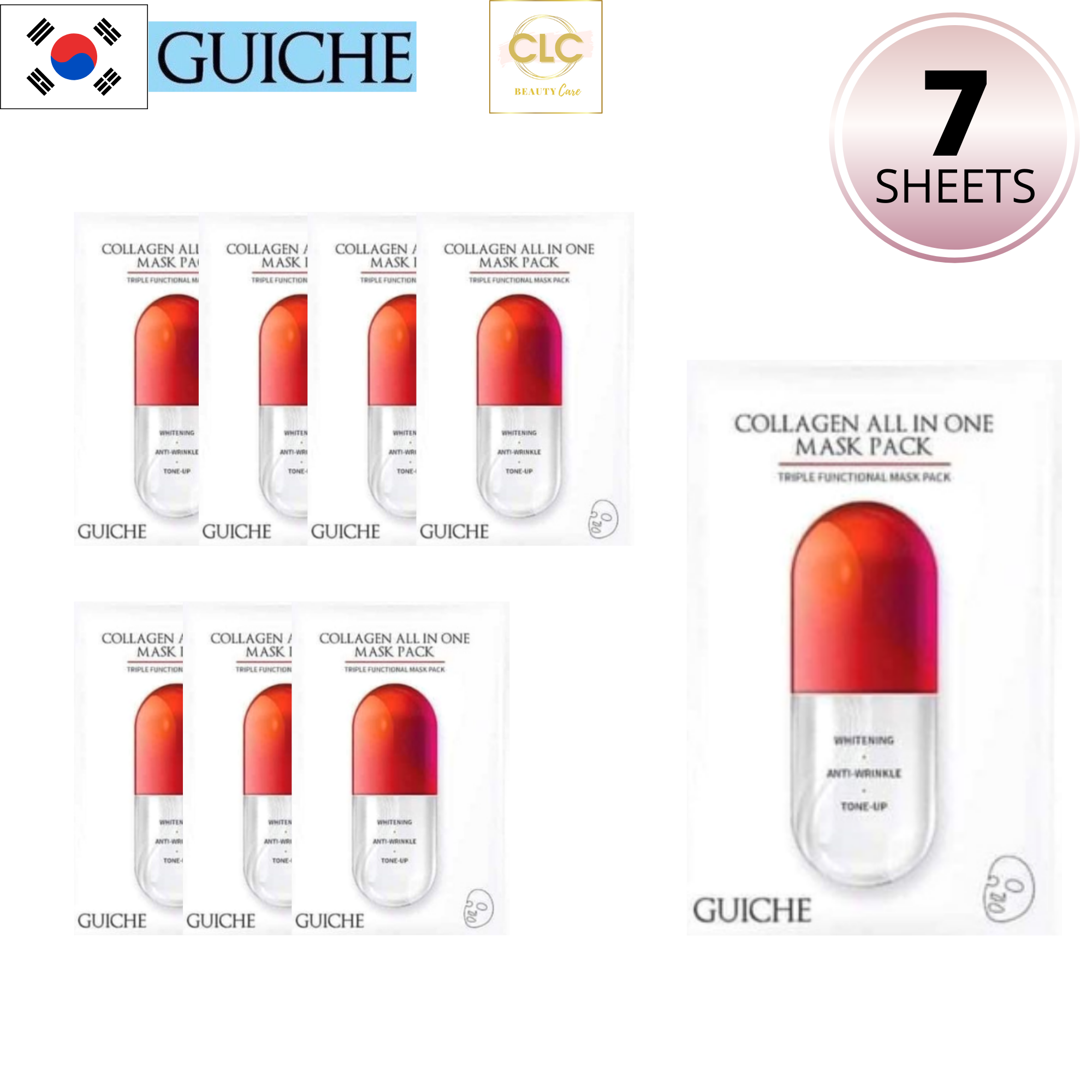 Mặt Nạ Vitamin Tổng Hợp Triple Functional Guiche Mask Pack Hàn Quốc - 1 Hộp 7 Masks