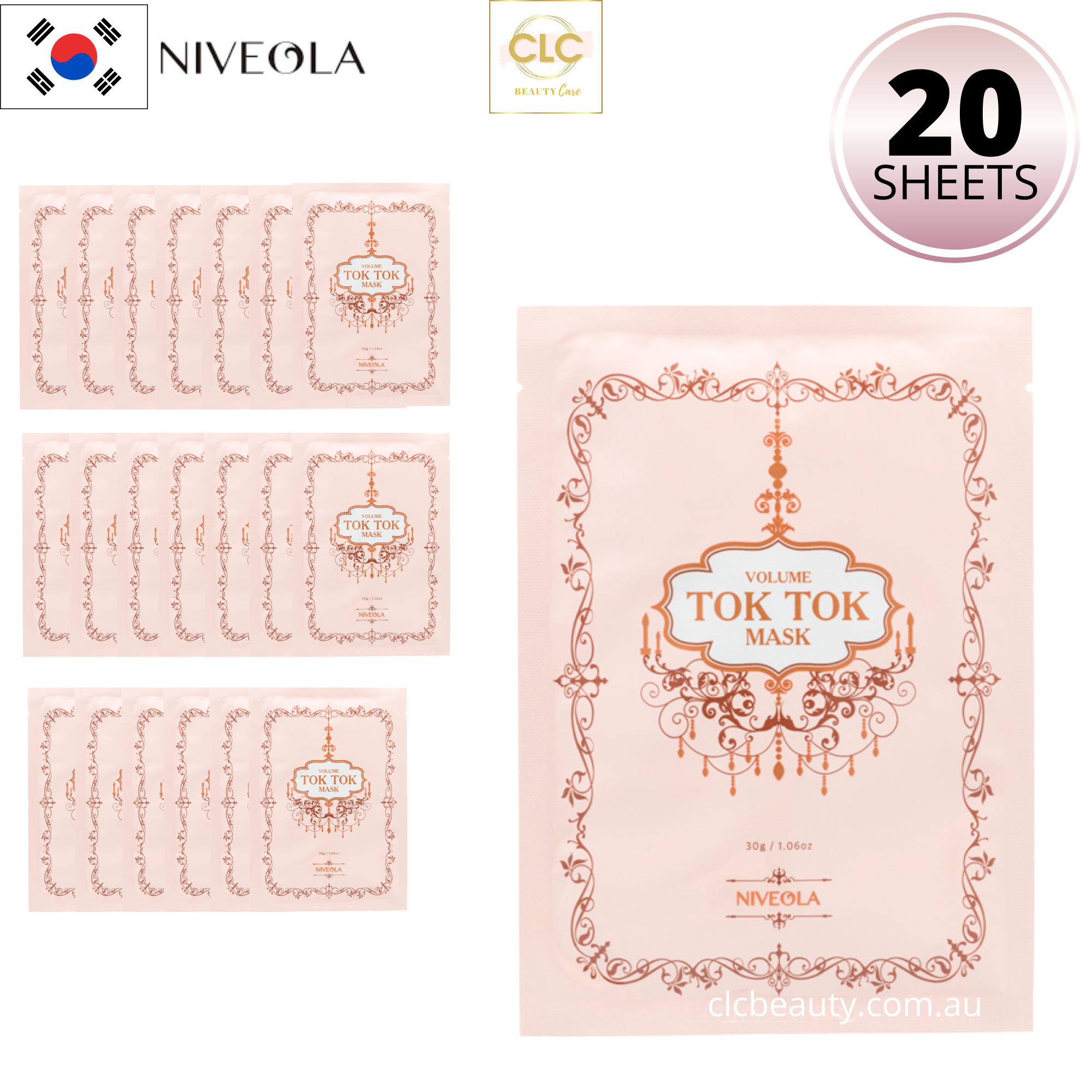 Mặt nạ Niveola Volume Tok Tok Mask 30g - 2 Hộp 20 Masks
