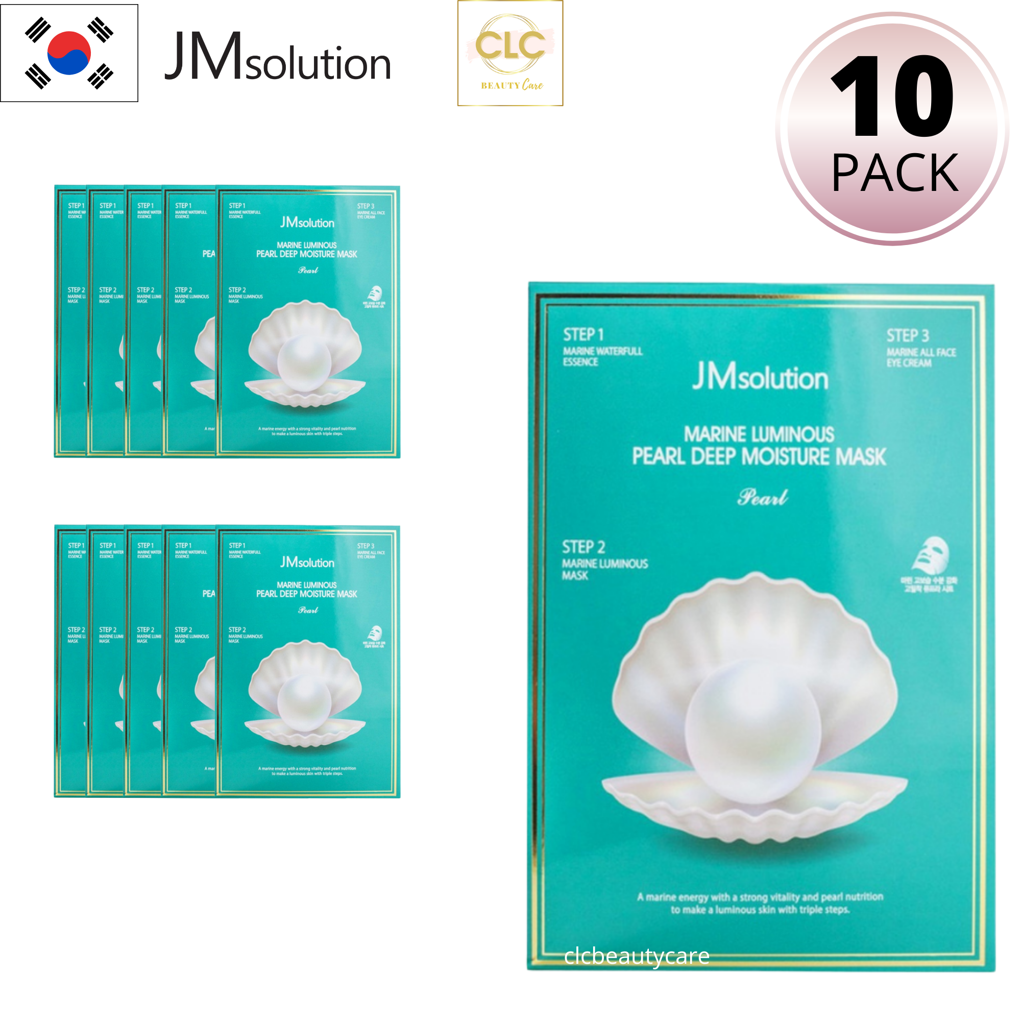 Mặt Nạ Dưỡng Ẩm Sáng Da 3 Bước JM Solution Marine Luminous Pearl Deep Moisture Mask Pearl 30ml - 1 Hộp 10 Masks