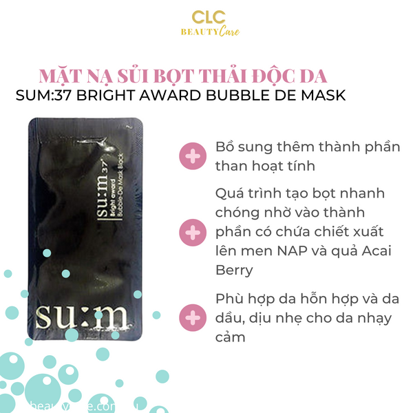 Mặt Nạ Sủi Bọt Thải Độc Da SUM:37 Bright Award Bubble De Mask - 50 Gói